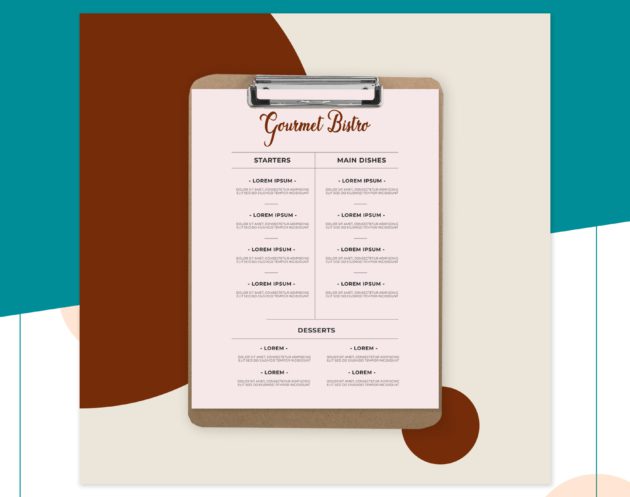 Restaurant Clipboard Menu