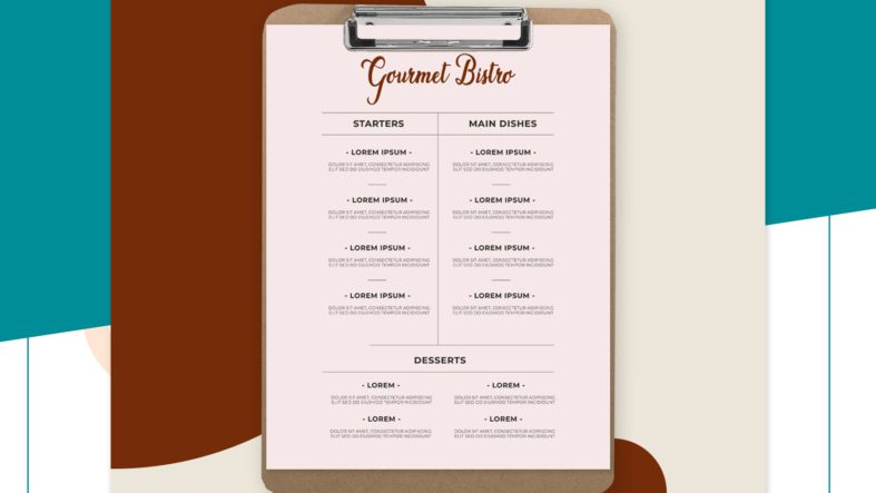 Restaurant Clipboard Menu